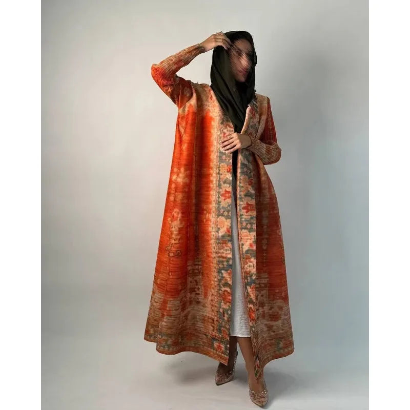 KAF femmes mode Abaya Vintage imprimé Cardigan conception ample grande taille élégante femme luxe Robe printemps automne modèle