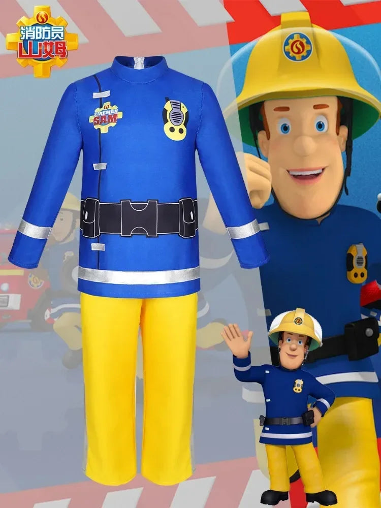 Fireman Sam Cosplay Costume for Kids, Halloween Fancy Dress, Birthday Gift