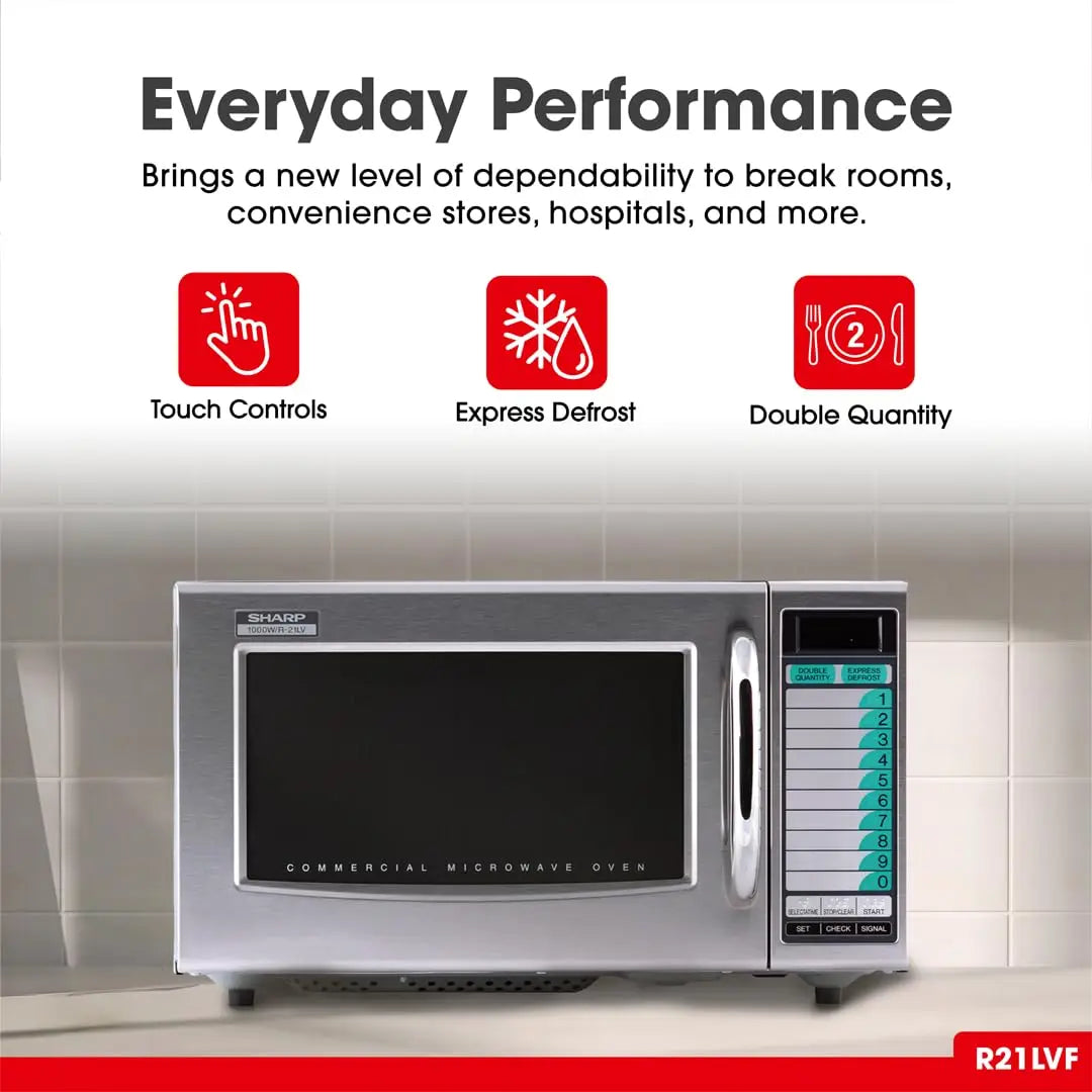 Sharp Medium-Duty Commercial Microwave Oven, 1.2 cu ft, ideal for professional use