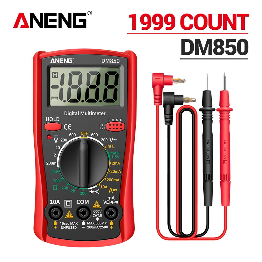 ANENG DM850 - Professional Automatic Digital Multimeter, AC/DC Auto Voltage Tester, Ohm Current Ammeter Detection Tool, 1999 Counts