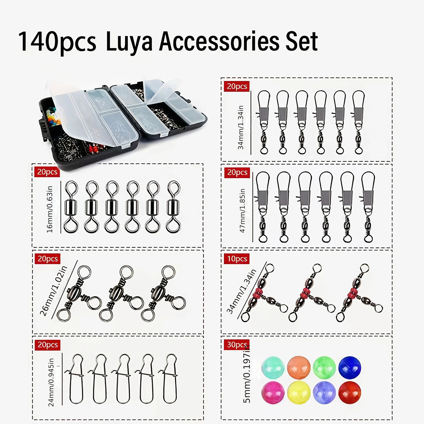 Kit d'outils de pêche, ensemble d'accessoires pour leurres, matériel de pêche pour débutants, plombs et crochets, boîte de matériel Portable, pêche complète