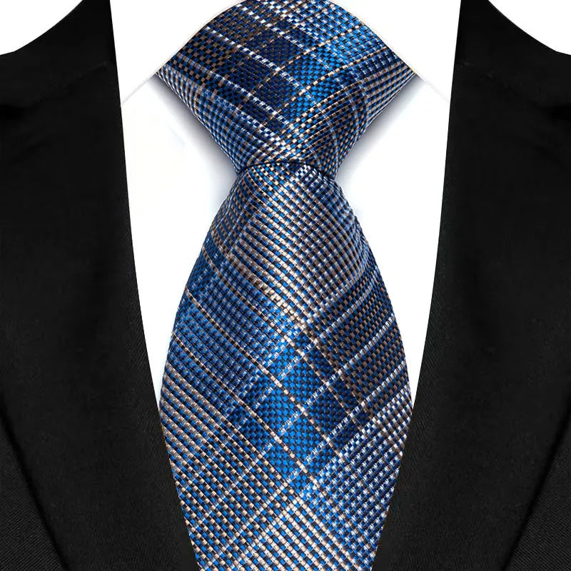 Cravate classique à rayures Paisley pour hommes — 8cm, Jacquard, bleu royal, accessoires, mariage