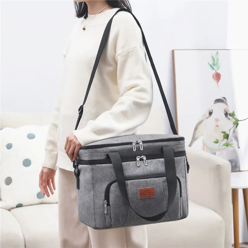 Sacs à déjeuner isothermes multifonctionnels à Double couche pour femmes et hommes, boîte à déjeuner de pique-nique de voyage de grande capacité avec bandoulière