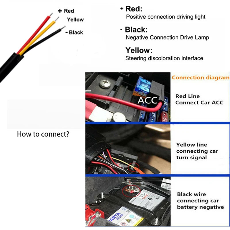 2 piezas faros de coche intermitentes, luces DRL LED de freno de flujo blanco y ámbar, tira flexible impermeable de 12 V para luces diurnas de coche