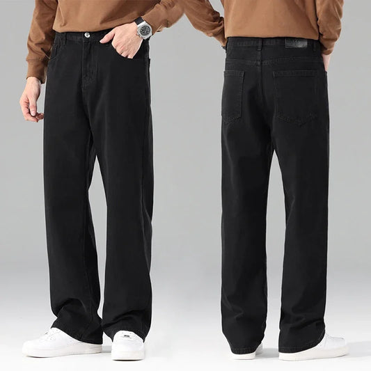 Brand New Men Autumn Jeans Men Black Casual Baggy Pants Classic Straight Comfortable Wide Denim Pants Men's Clothing