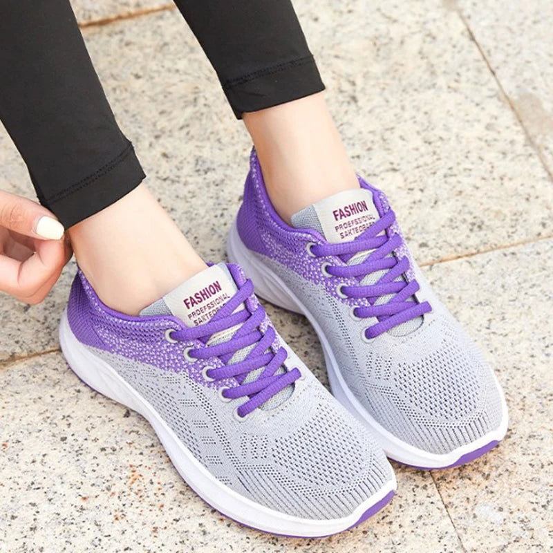 Women's Tennis 2025 Women's Vulcanized Shoes Air Mesh Lightweight Soft Sneakers Women's Flats Lace-Up Platform Casual Shoes Women's Sneakers