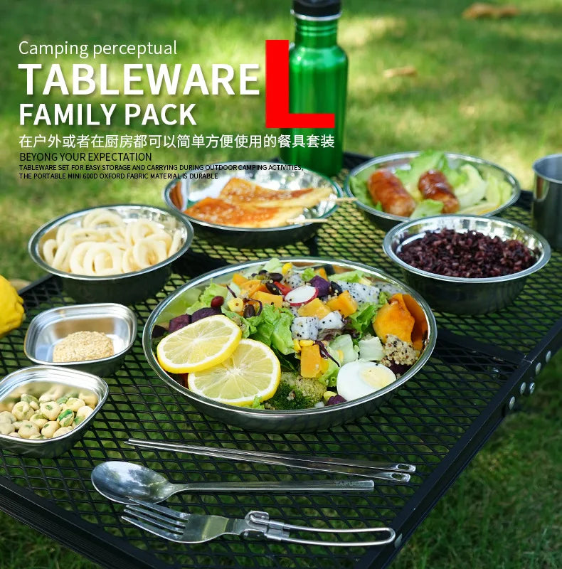 Nouveau ensemble d'assiettes à manger portables de cuisine de Camp de 22 vaisselle de Camping en plein air assiette de barbecue à conduite autonome ensemble d'assiettes de bol de Pot à soupe à la maison
