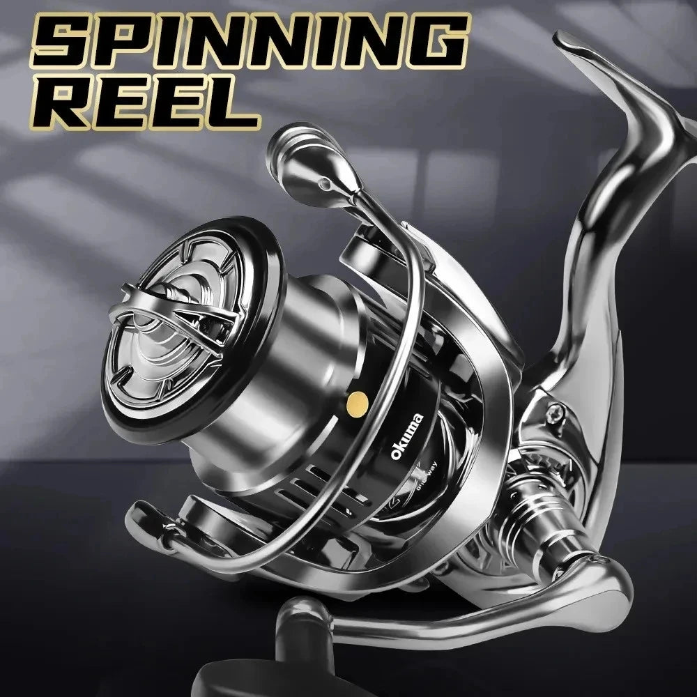 OKUMA-Moulinet spinning original en métal, adapté à toutes les espèces de poissons, adapté à l'eau salée et l'eau douce