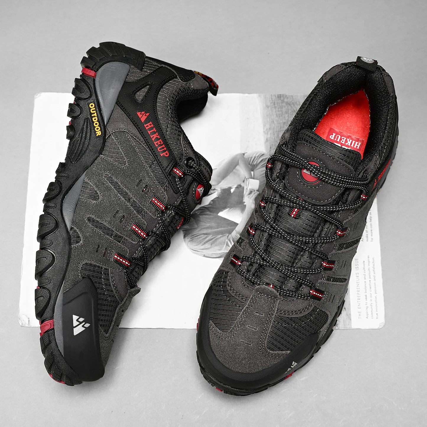 HIKEUP chaussures de randonnée pour hommes chaussures d'extérieur en daim et cuir résistant à l'usure hommes Trekking marche chasse baskets tactiques