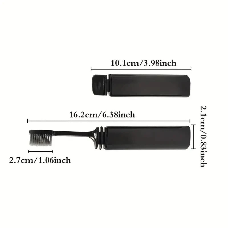 Brosse à dents pliante au charbon de bois compacte portable, parfaite pour le voyage, le camping et la randonnée, facile à prendre et efficace