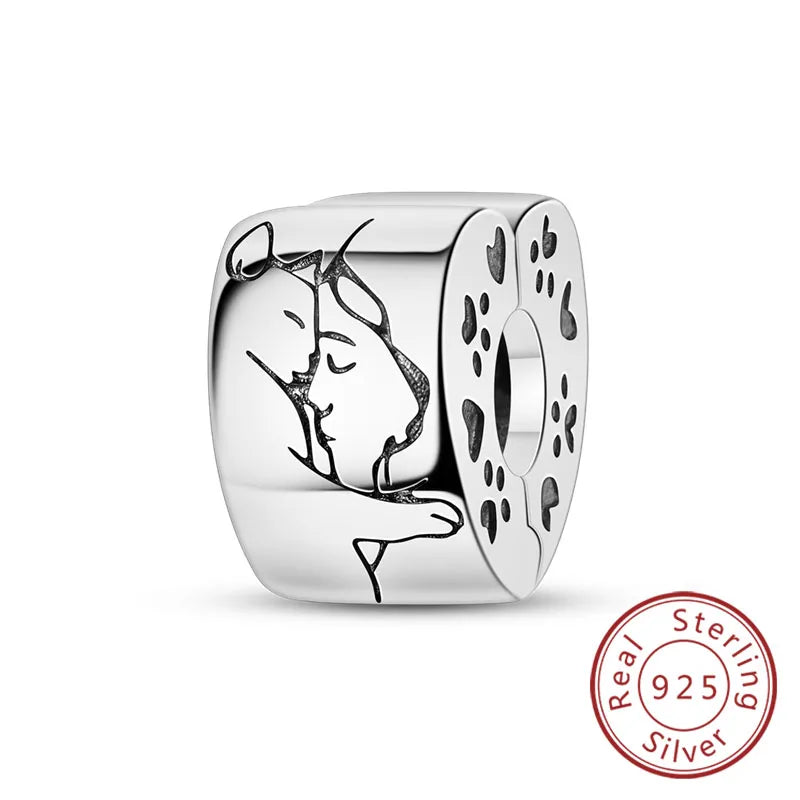 Abalorios de plata de ley 925 con huellas de perro, gato, corazón, animales, abalorios que se ajustan a pulseras, collares, colgantes, joyas para mujer, para hacer tú mismo