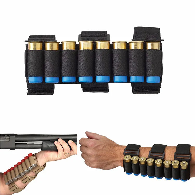 Pochette pour chargeur de 8 balles de chasse en plein air, pochette à cartouches détachable pour bras avec sangle de maintien pour fusils de calibre 12/20