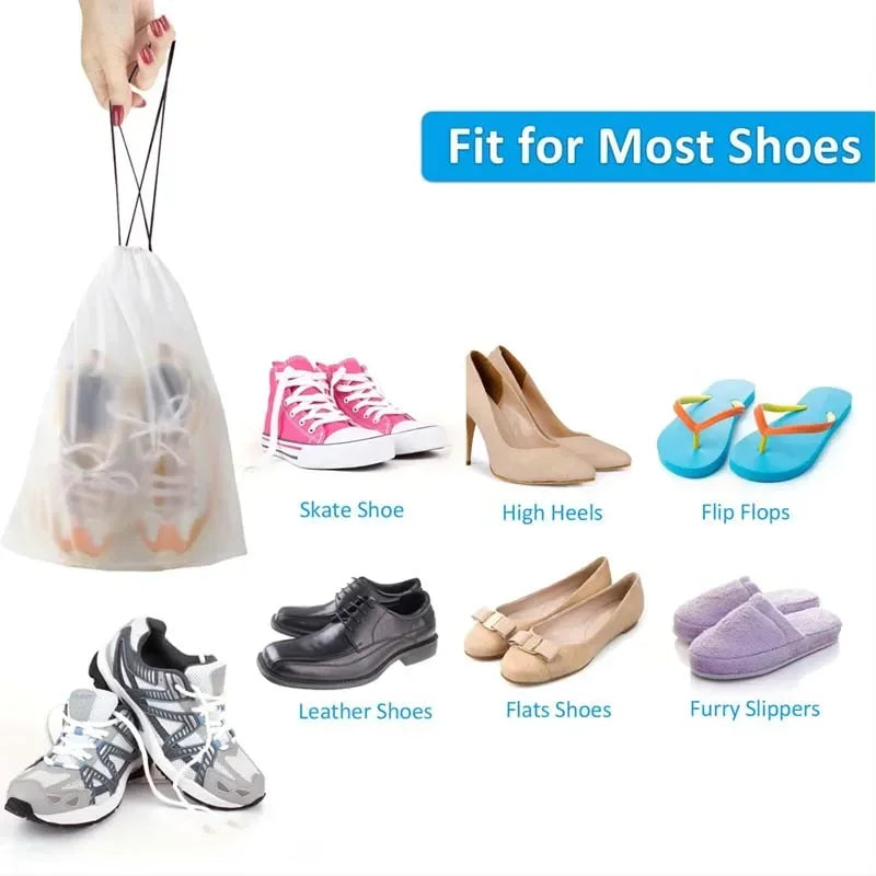 Portable Shoe Storage Bag, wstring Sundries Storage Bag for SunOfficiTravel, Makeup Bag, Waterproof Transparent Plastic Storage Bag, 5pcs, 10pcs