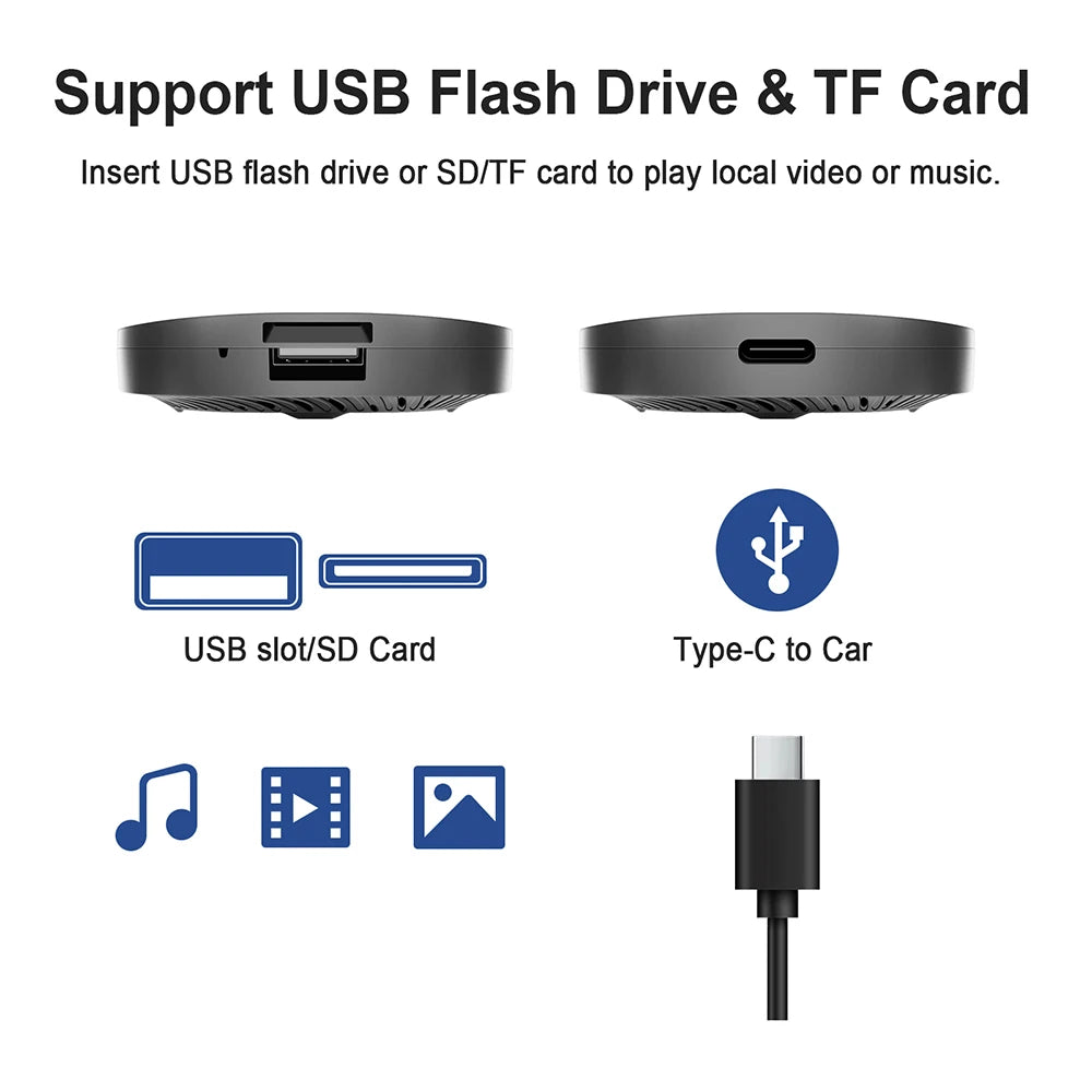 Adaptateur Sans Fil 3 en 1 Voiture — Filaire Vers Boîte Sans Fil Connexion Rapide