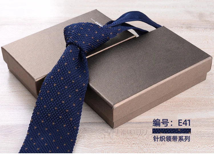 Corbatas de punto retro con rayas para hombres, estilo británico informal, formal de negocios, azul marino, rojo, marrón, corbatas hechas a mano, corbatín para esmoquin