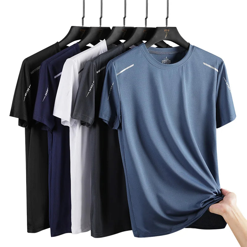 CHRLCK Men's Quick Dry Running T-Shirts Breathable Hiking Fishing T-Shirts Soft Elasticity Outdoor Sports Short Sleeve Summer Shirt