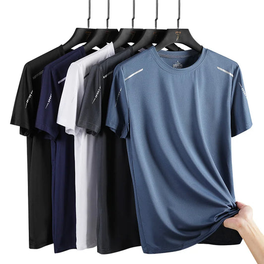 CHRLCK Men's Quick Dry Running T-Shirts Breathable Hiking Fishing T-Shirts Soft Elasticity Outdoor Sports Short Sleeve Summer Shirt
