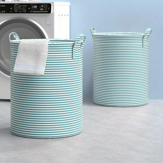 Panier à linge pliable minimaliste rayé, organisateur de rangement pliable multi-usage pour salle de bain, chambre à coucher, vêtements jouets, maison, 1 paquet