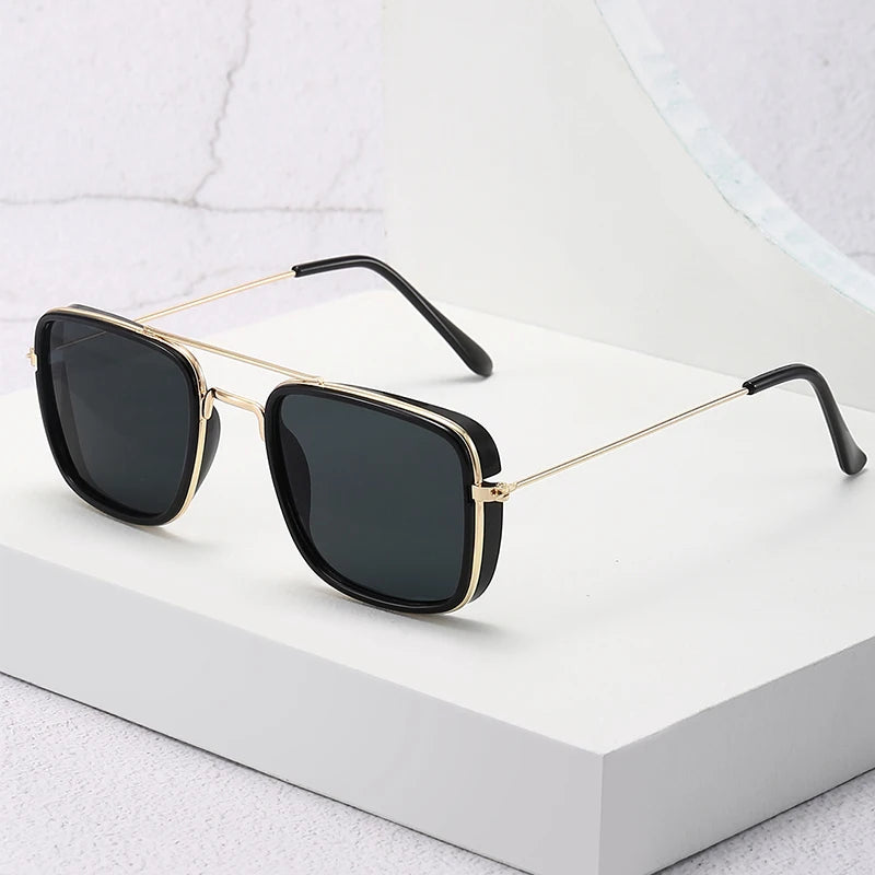 Lunettes de soleil rétro à petite monture carrée en métal, lunettes de protection UV, version coréenne, mode européenne et américaine