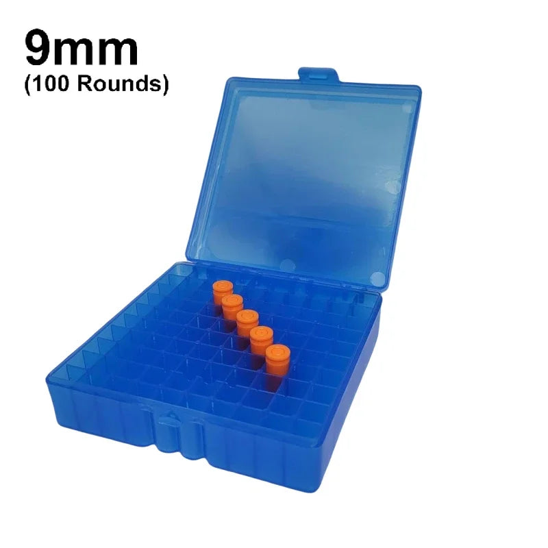 Boîte à balles tactique 50/100 cartouches, boîte de rangement de transport de munitions pour pistolet de 9mm, étui à balles dur rabattable, accessoire de chasse