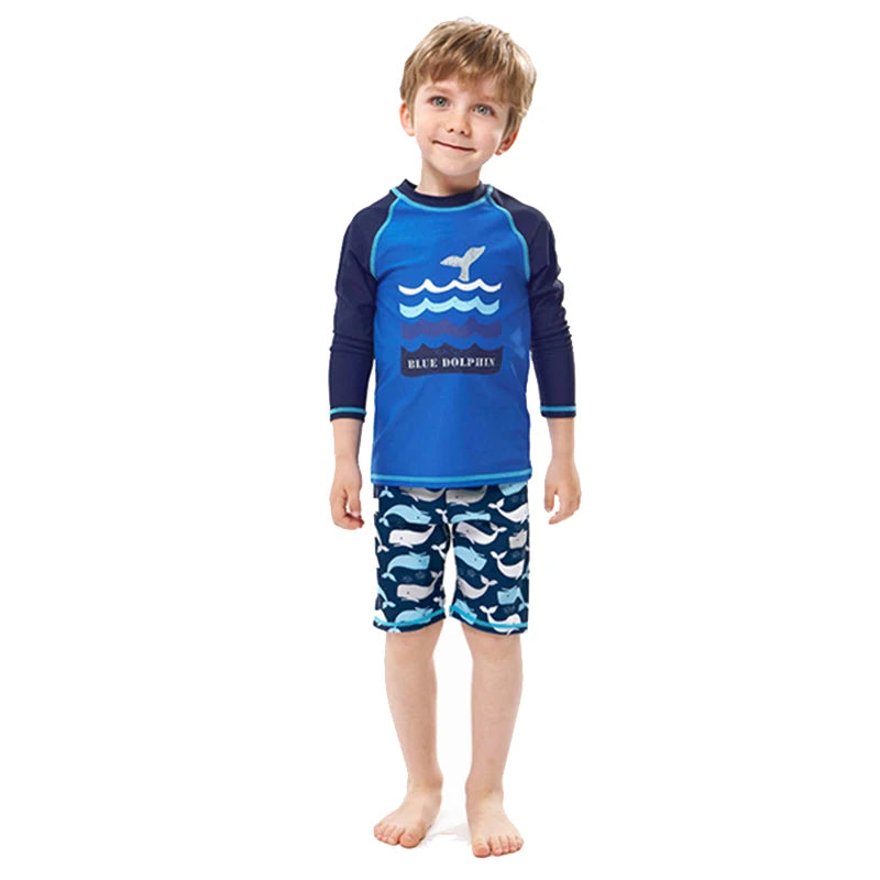 2025 garçons maillot de bain deux pièces ensemble 3 à 4 5 6 7 8 9 10 11 12 ans enfant en bas âge requin imprimé Infantil à manches longues enfants maillots de bain