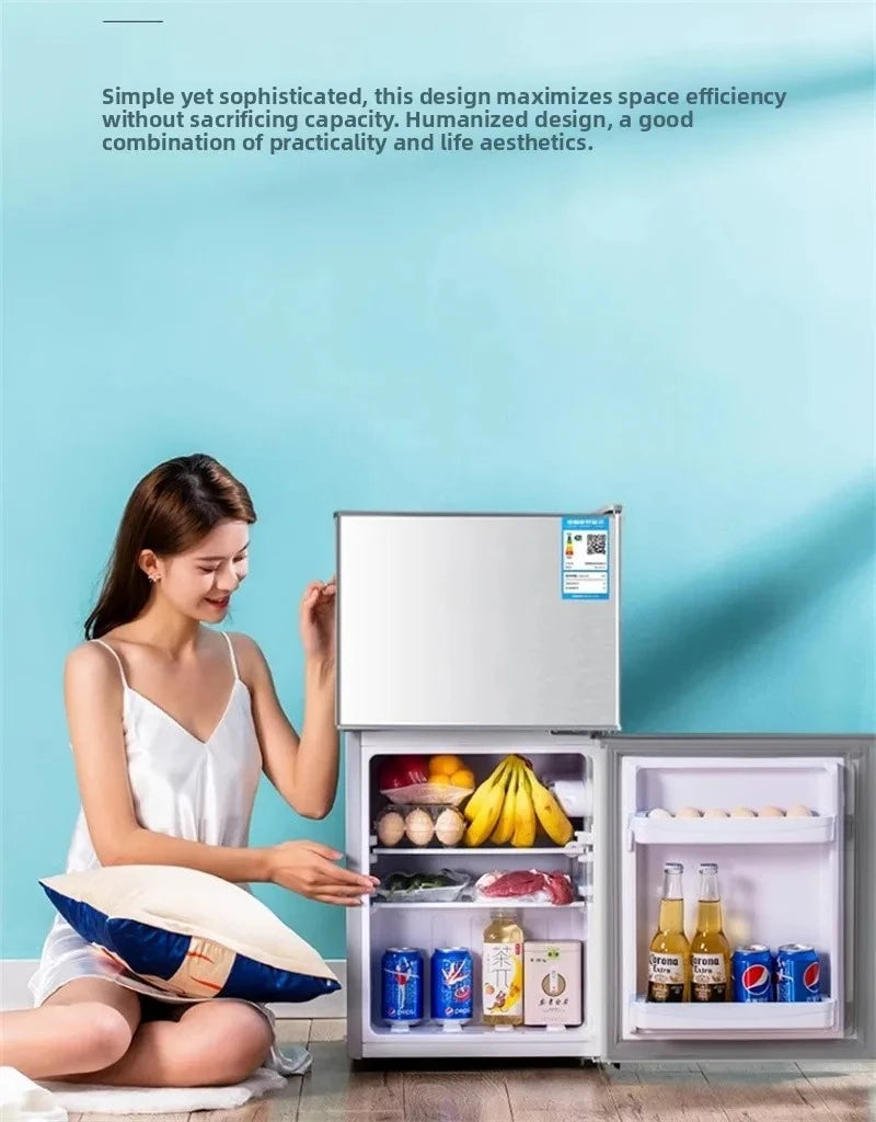 Refrigerador de doble puerta para apartamento de alquiler, pequeño refrigerador doméstico con congeladores profundos, refrigerador de bajo consumo de nivel uno