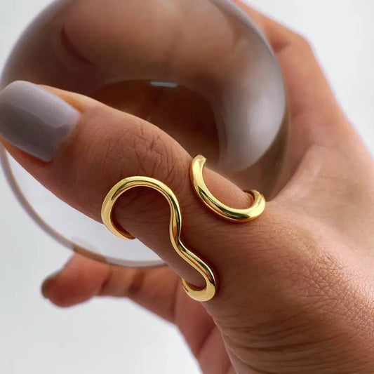 Bague ouverte étanche en acier inoxydable pour femmes, breloques de personnalité, plaqué or véritable PVD 18K, bijoux tendance pour femmes