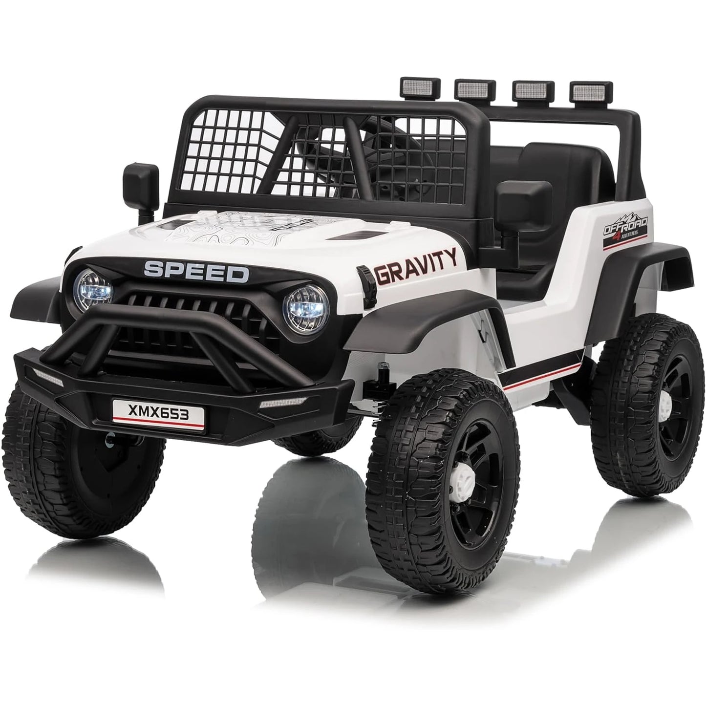 Coche camión para niños de 12V con control remoto parental, 3 velocidades, freno de emergencia, luces LED, música y bocina, vehículos eléctricos para niños