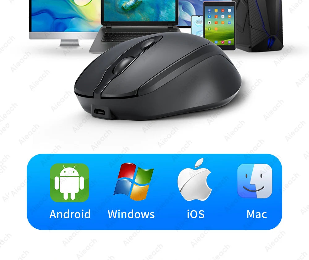 Souris Bluetooth sans fil Portable compacte ergonomique 2.4G USB silencieuse 1600DPI 500mAh Rechargeable pour PC tablette ordinateur Portable MacBook