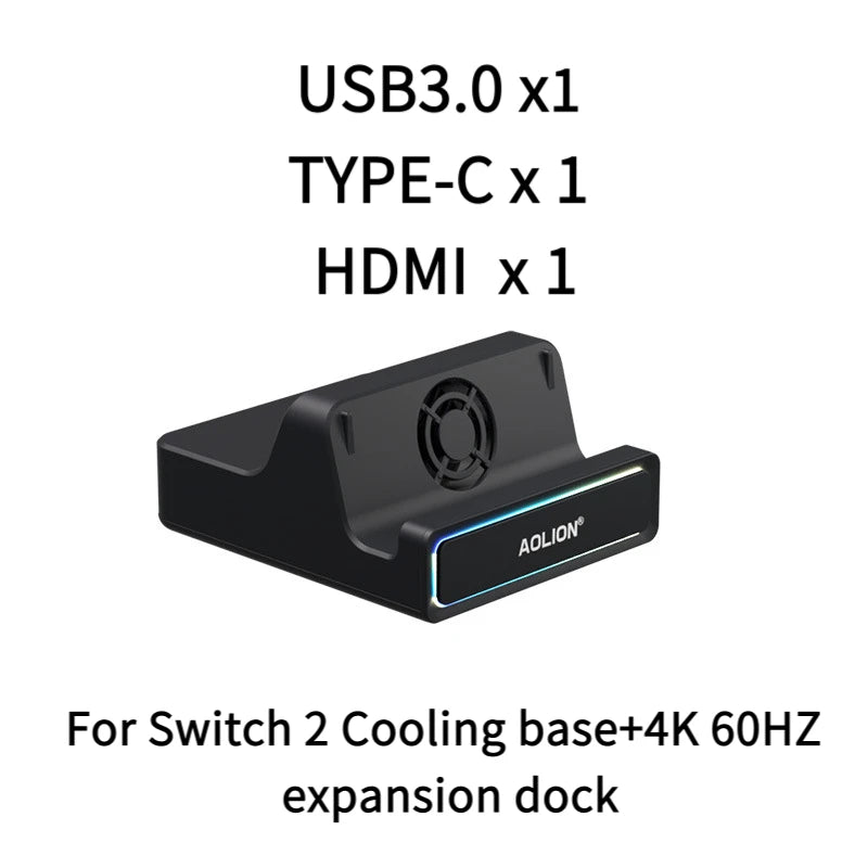 Dock RGB avec ventilateur de refroidissement HUB portable — console jeu, base d'extension, support mural, accessoires