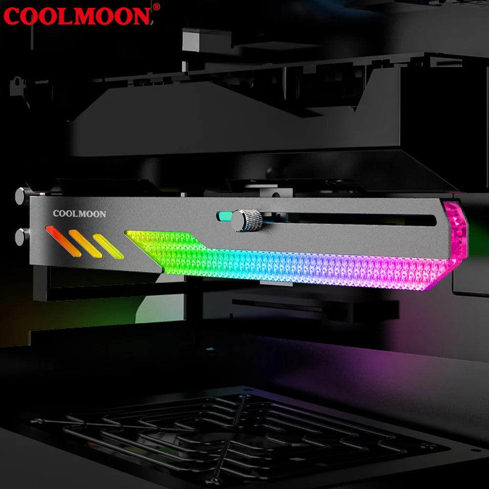 COl'hyMOON-Support de carte vidéo pour ordinateur, support GPU horizontal GT8, support de boîtier PC, kit de refroidissement, 5V ARGB