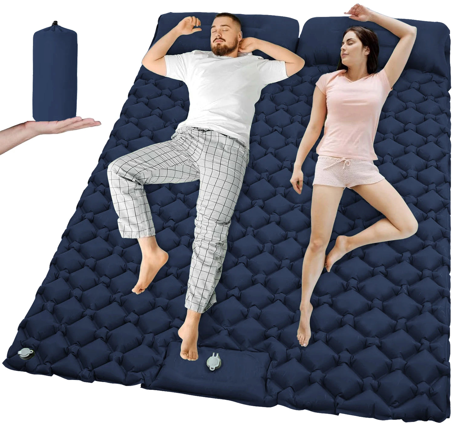 Matelas gonflable Double de Camping en plein air, coussin de couchage Extra large, lit pliant ultraléger, tapis de couchage pour voiture, tapis de voyage