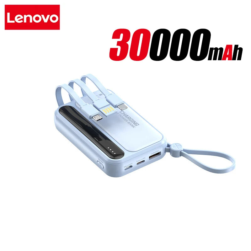 Batería externa Lenovo 120W 500000mAh de gran capacidad con 4 cables en 1, pantalla digital inteligente, batería portátil ligera para iPhone, nueva