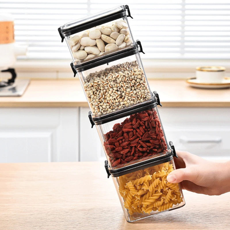 Household Seasoning Sealed Plastic Jars Set, Moisture-Proof Storage Box