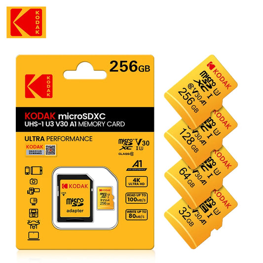 Original Kodak U3 A1 V30 MicroSD 128GB 32GB 64GB 256GB classe 10 cartes 32 64 128 256GB carte mémoire de téléphone vidéo