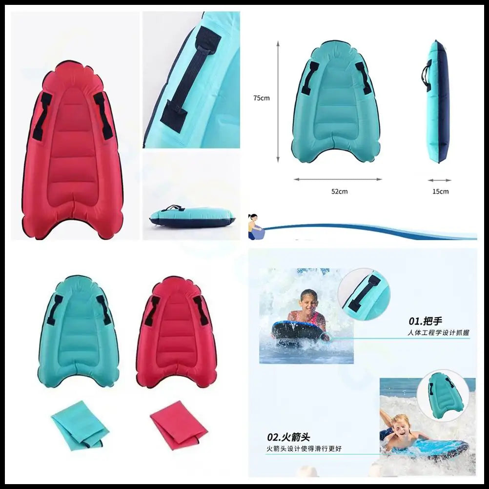 Tabla de surf hinchable para niños, Bodyboard portátil con asas, tabla de surf de playa, alfombrilla flotante para nadar