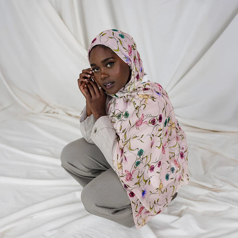 Nouveau Design imprimé Hijabs Premium aquarelle femmes foulard doux écharpe châle adapté au quotidien Abaya accessoires femmes voile