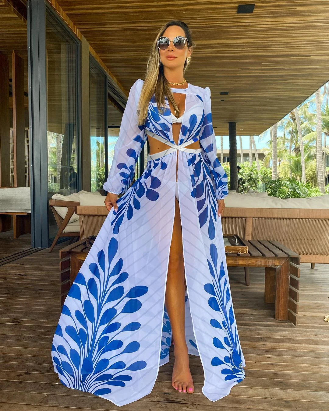 Blue Eyes Bikini Cover-Up, Tuniques de plage, Long Kaftan, Robe de plage, Sarong, Maillots de bain