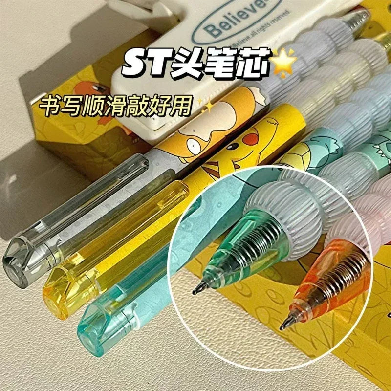 Stylos gel à pression dessin animé 5 pièces — papeterie scolaire et bureau, cadeau pour enfants