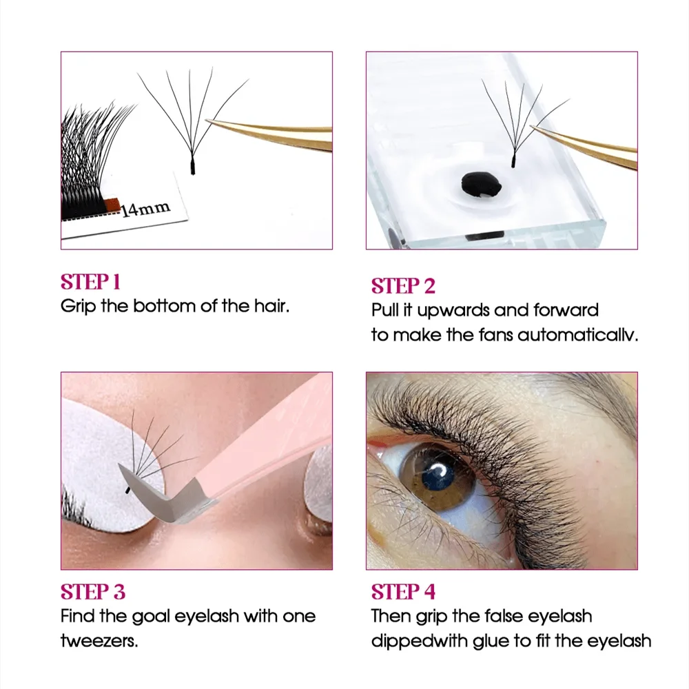 Extensions de cils 5D-W 0.07 D Curl — cils naturels, volume préfabriqué, ventilateur, professionnel