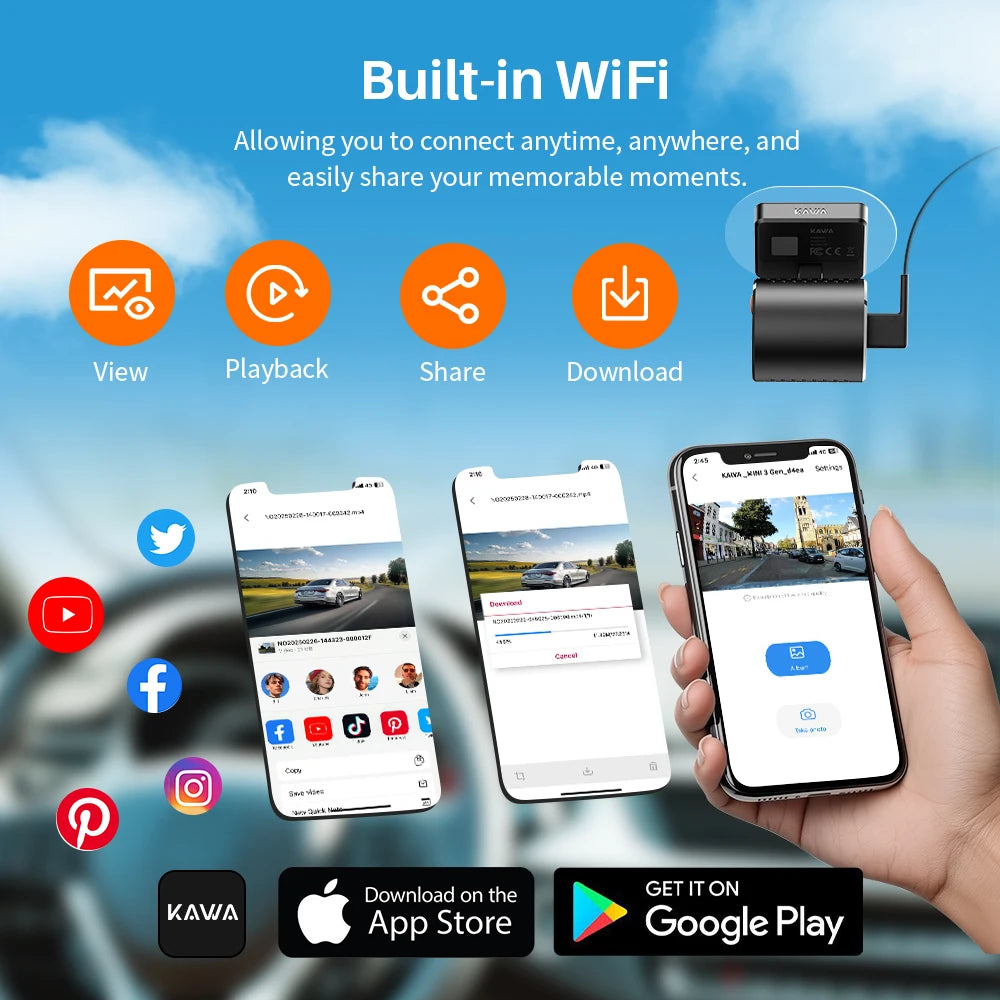 Dashcam MINI 2K WiFi — commande vocale, vision nocturne, enregistreur vidéo voiture, 2025