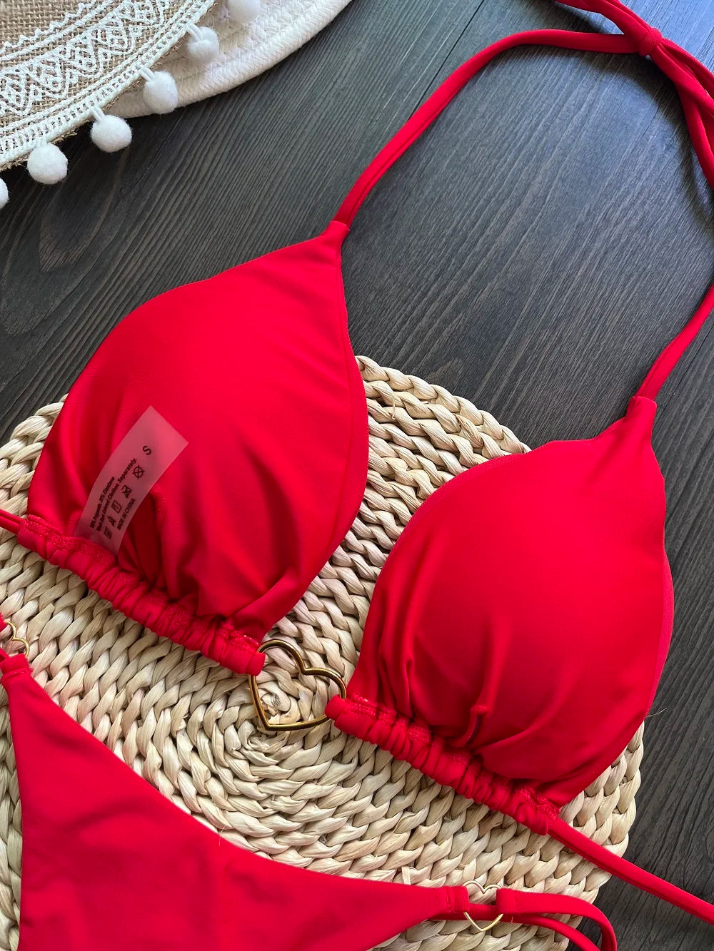 RUOTONSEPT-Maillot de bain deux pièces sexy pour femme, bikini brésilien, couleur unie, col licou, triangle, culotte tanga