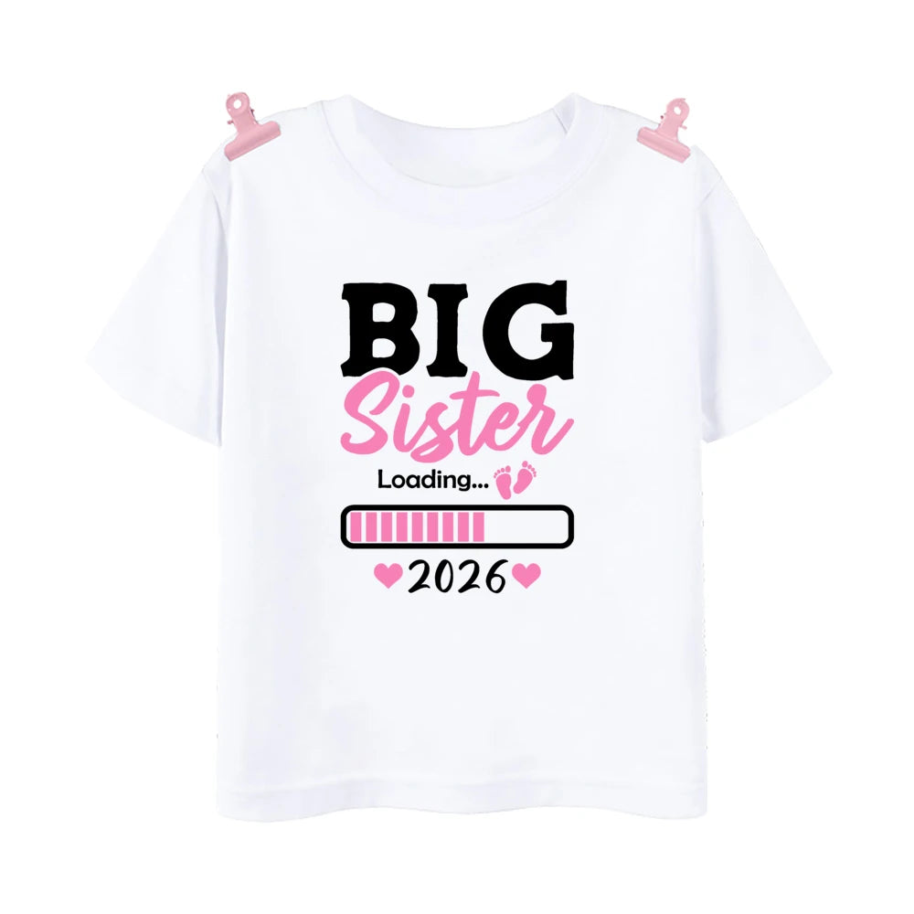 T-shirt imprimé pour enfants, tenue d'été pour enfants, chemises à manches courtes, vêtements d'annonce pour bébé, promu à Big Brother, Big Sister, 2026