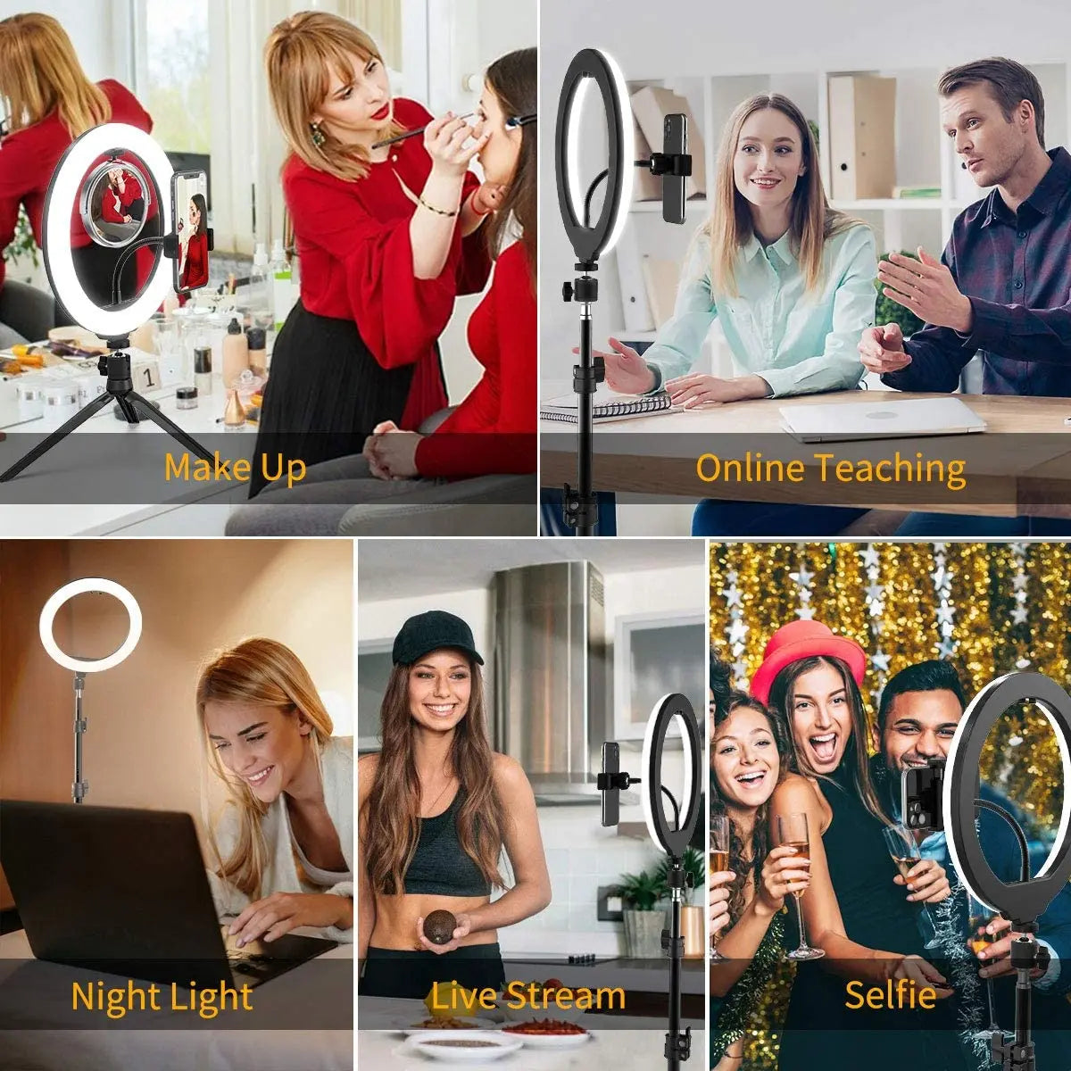 Anneau Lumineux LED Selfie 16/26/33 cm — Trépied, Télécommande Bluetooth, Éclairage Vidéo