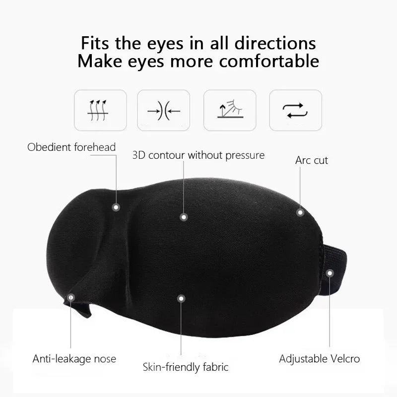 Couvre-yeux léger et confortable, masque de couchage profilé en 3D doux, ombre respirante pour hommes et femmes, aide au repos en voyage nocturne