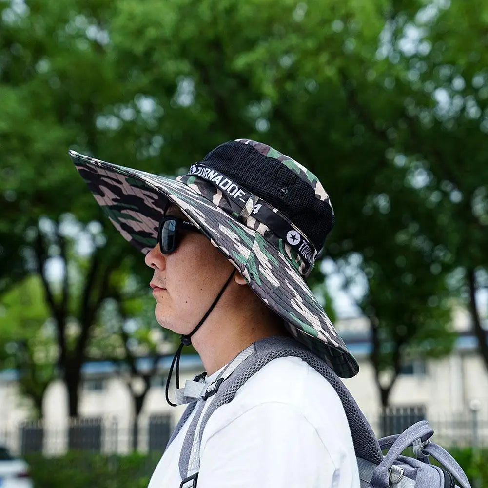 Grand chapeau de soleil d'été pour hommes et femmes, casquette de pêche respirante, Protection contre les UV, chapeau de pêcheur en maille, randonnée en plein air, casquette de plage