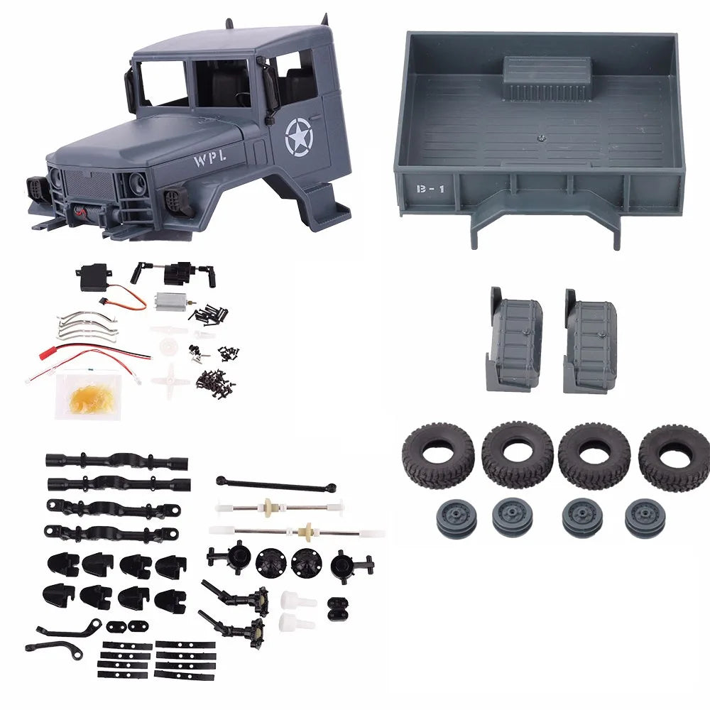 WPL B-24 Peugeot Camión Militar a Control Remoto DIY Todoterreno versiB24 Coche RC 4 Ruedas Bumoso Drive Escalada GAZ-66 Vehículo Regalo Juguete para Niño