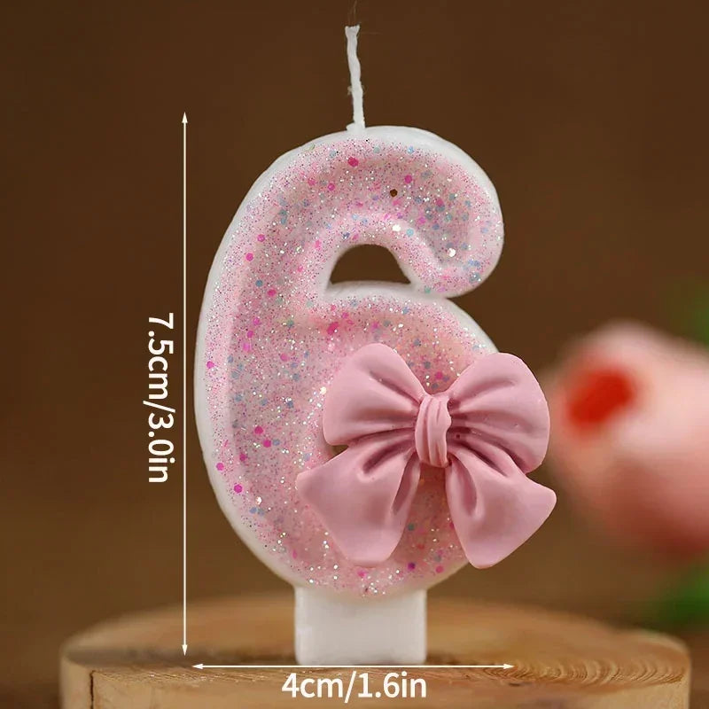 New number cake candle pink glitter birthday candle 1 2 3 4 5 6 7 8 9 3D number candle cake topper birthday party cake decor