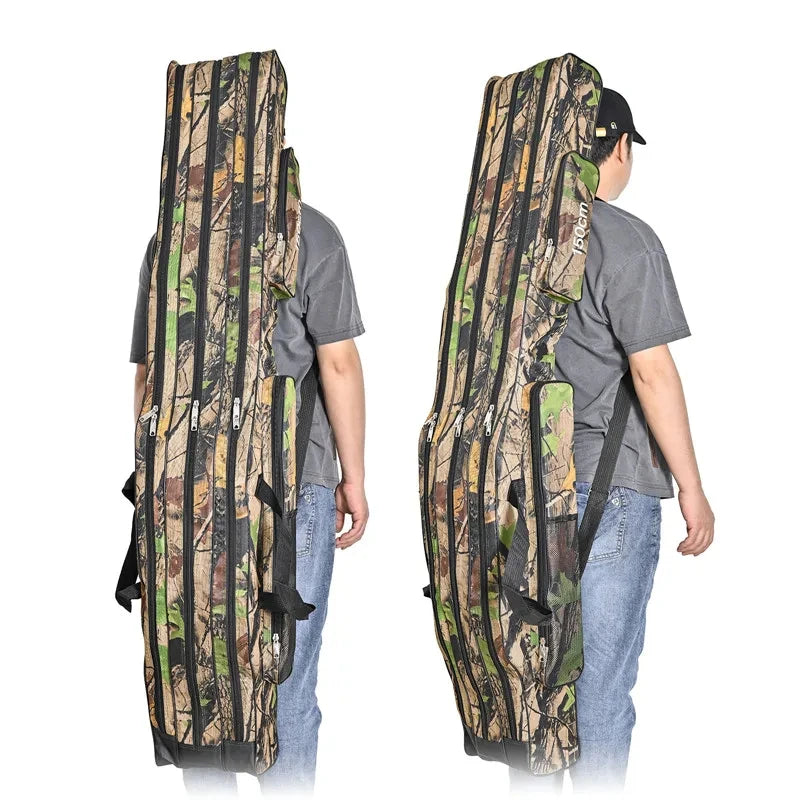 Sac de pêche en mer à grand ventre à trois couches, sac de canne à pêche à double épaule, trousse à outils pour le stockage extérieur, 1.2m, 1.5m