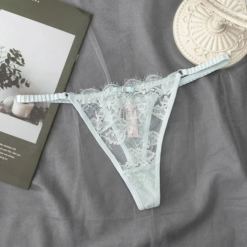 G-String Dentelle Femme — Culotte Lingerie Taille Basse Couleur Unie